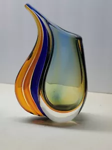 Vintage Murano Italy Sommerso Stunning Art Glass Vase - Picture 1 of 6