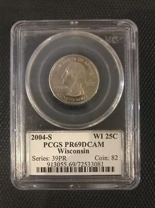 2004-S Wisconsin State Quarter PCGS PR69DCAM FLAG LABEL p2 NEAR Perfect - Picture 1 of 2