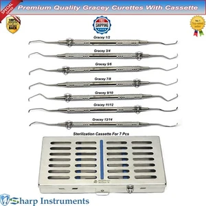 7 Pcs Periodontal Gracey Curette Set With Cassette Tray Root Planing Instruments - Bild 1 von 9