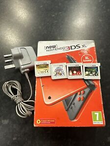 New Nintendo 3DS XL Handheld Console System Orange & Black With 4 Games