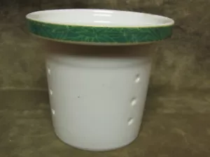 Green Band White Porcelain Tea Pot Infuser Insert 3" wide top design Cone - Picture 1 of 3