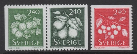 Sweden 1993 Berries and Fruit set of 3 MUH Cover