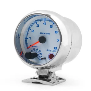 Tachometer 3.75'' 0-8000 Rpm Gauge With Shift light Chrome Tachometer Car Meter - Picture 1 of 7