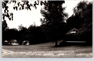MALLETTS BAY, VT. RPPC POSTCARD Fairway and Cottages, Lake Champlain Club - Picture 1 of 2