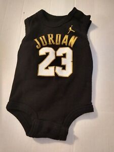 Jordan 23 Bodysuit 0-6 Months Basketball Baby Kids Infant EUC Black & Gold