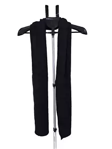 New Black Warm Wool Winter Large Rectangle Unisex Scarf 72" x 10" Made In Korea - Picture 1 of 6