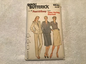 Butterick Fast & Easy Jacket Blouse Skirt Pants Pattern Size B 6615 Uncut 1980 - Picture 1 of 10