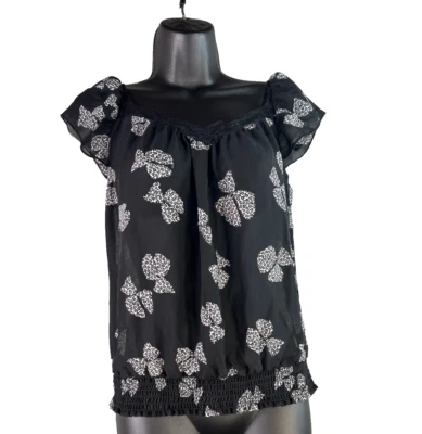 Coquete feminino No Boundaries preto transparente babados floral caprichoso tamanho M - Imagem 1 de 4