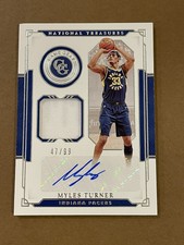 2020-21 Panini National Treasures Game Gear 47/99 Myles Turner Patch Auto
