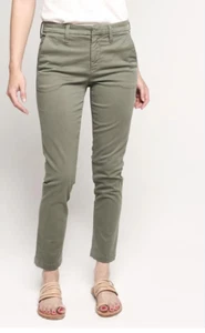J Brand Clara Cotton Blend Twill Slim Leg Pants Womens 26 Green Ankle Length - Picture 1 of 18