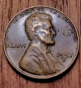 1957 D Lincoln Wheat Cent Filled LIB"E"RTY Die Chip Break Error Variety Penny - Picture 1 of 2