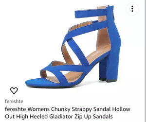 Women Chunky Block Heel Sandals Across Strap Open Toe Dress Pump Shoes US SIZE - Picture 1 of 1