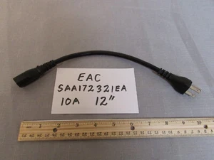 EAC SAA172321EA 3-Prong to IEC Short Power Cord 12 Inches NOS - Picture 1 of 2