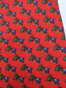 Cravatta cravatta uomo nuova con etichetta CACTIES rosso blu stampa corno lungo 100% seta western - Foto 1 di 5