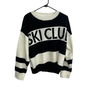 Maglione Ski Club Collezione Le Lis Nero Bianco Maglia a Righe Après Ski Invernale M - Foto 1 di 7