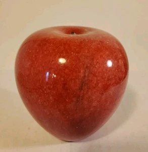 Solid Marble Red Apple Alabaster Stone Fruit 3” Paperweight Home Decor Accent - Bild 1 von 8