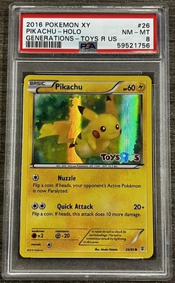 Pikachu 26/83 - Toys R Us Exclusive Holo Promo PSA 8 Stamped Pokemon TCG Card - Image 1 of 2