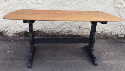 Vintage Ercol Elm Wood Dining Room Table Stripped and Waxed Top  COLLECTION ONLY - Image 1 of 4
