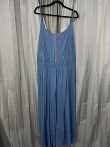 Maxi Vestido De Colección Antiguo Azul Marino para Mujer 2XL Azul Encaje Correa de Espagueti Vaquera Occidental Boho - Imagen 1 de 11