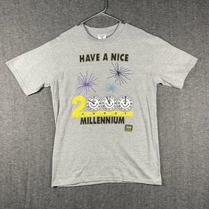 Vintage Have A Nice 2000 Millennium Shirt Mens Medium Gray Y2K Graphic Tee Era - Picture 1 of 8