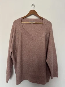 Next Blush Pink Embellished V-Neck Jumper - Picture 1 of 5