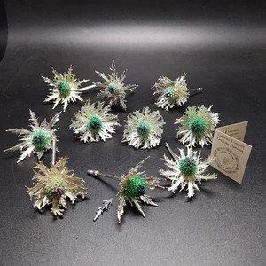 10x fiore di cardo elettroformati in argento 925 simbolo fortuna - Picture 1 of 6