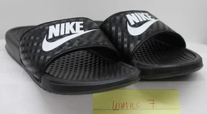 Nike WMNS Benassi JDI Sandal Slides Black/White WMNS US SZ 7 USED - Picture 1 of 5