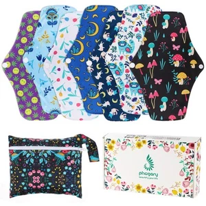 Almohadillas de tela de bambú para flujo pesado, juego de almohadillas sanitarias grandes con alas, lavables... - Imagen 1 de 7