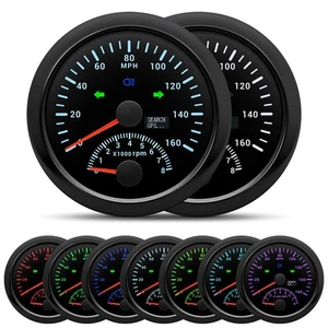 85MM Black 7 Colors LED GPS Speedometer 160MPH With Tacho 8000RPM Gauge For Boat - Picture 1 of 16
