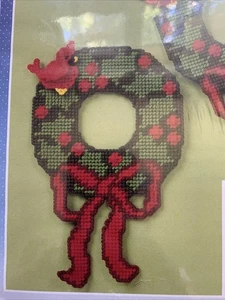 Cardinal Wreath Door Hangers Plastic Canvas Needlepoint Kit Set of 2 NIP 6.5x10. - Picture 1 of 7