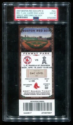 Билет 2007 16 апреля Red Sox Angels Jerry Remy Pizza PSA 10 Gem как новый Fenway упаковка - Изображение 1 из 2