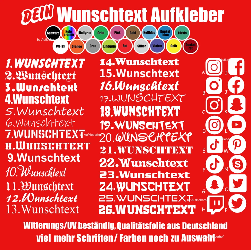 10cm Wunschtext Aufkleber personalisiert individuell Sticker Logo Design Auto UV - Bild 1 von 4