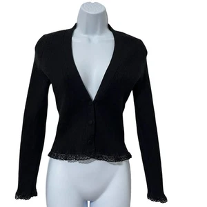 Cardigan For Love & Lemons Nina maglia a costine taglia S scuro romantico gotico - Foto 1 di 9