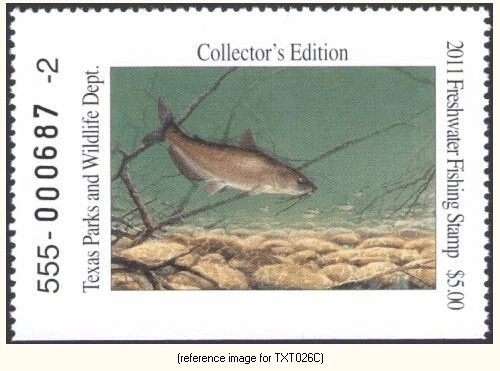 D2K Texas Trout Stamp 2011 $5.00 (channel catfish) - Image 1 of 1
