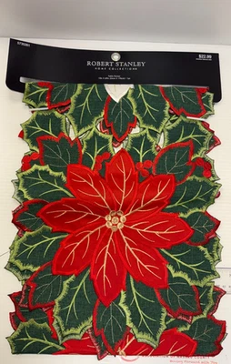 Robert Stanley 13”x 69” Poinsettia Christmas Table Runner – 2018 – NOS - Image 1 of 4