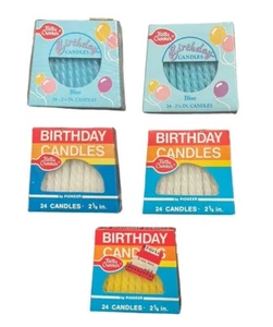 Vintage Betty Crocker Birthday Candles 5 Packs Sealed Blue White And Yellow NOS - Picture 1 of 6