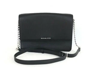 MICHAEL KORS Daniela Large Gusset Saffiano Leather Crossbody Bag Silver Hardware - Picture 1 of 12