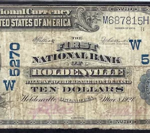 🇺🇸  OK  1902 $10 ♚♚HOLDENVILLE, OKLAHOMA♚♚ PMG FINE 12 RARE NOTE!!! - Picture 1 of 3