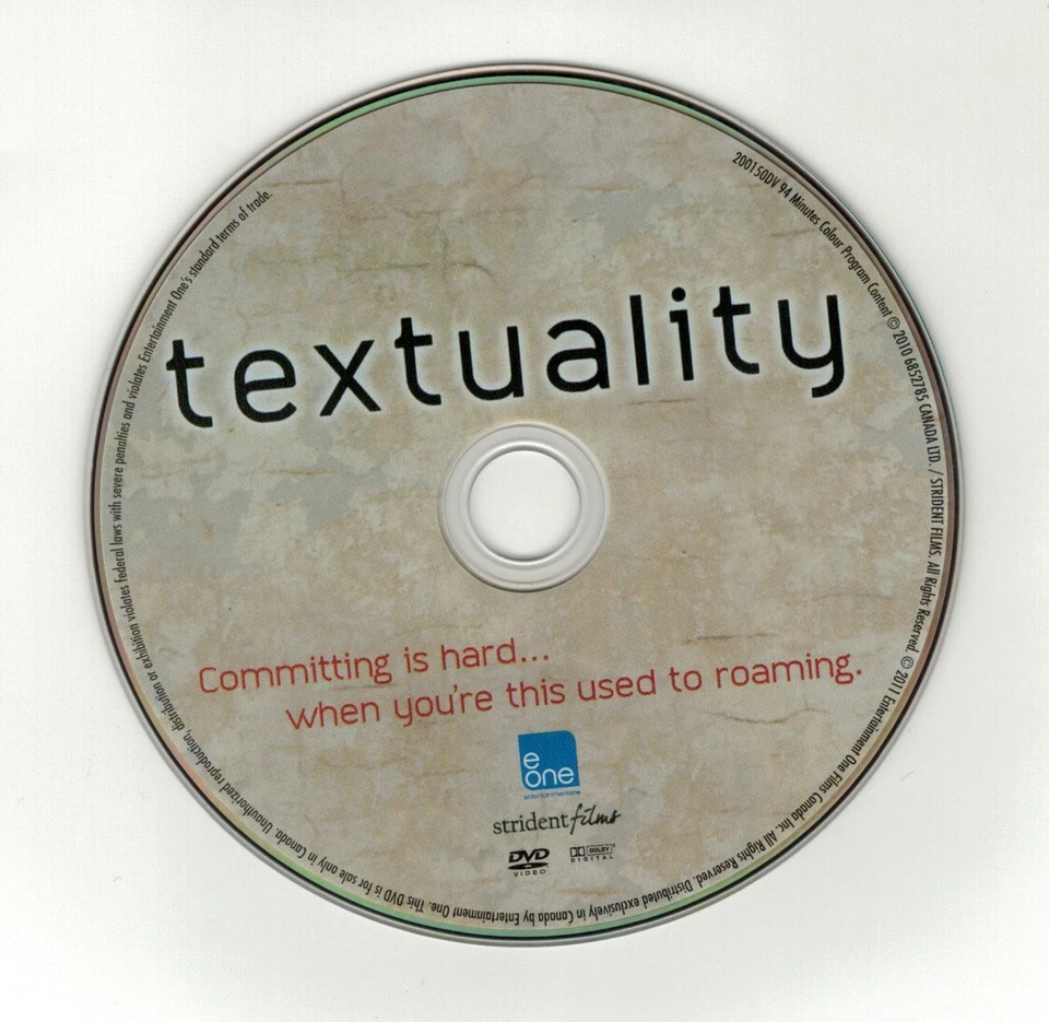 Textuality (DVD disc) 2010 Eric McCormack, Carly Pope, Jason Lewis - Image 1 of 1