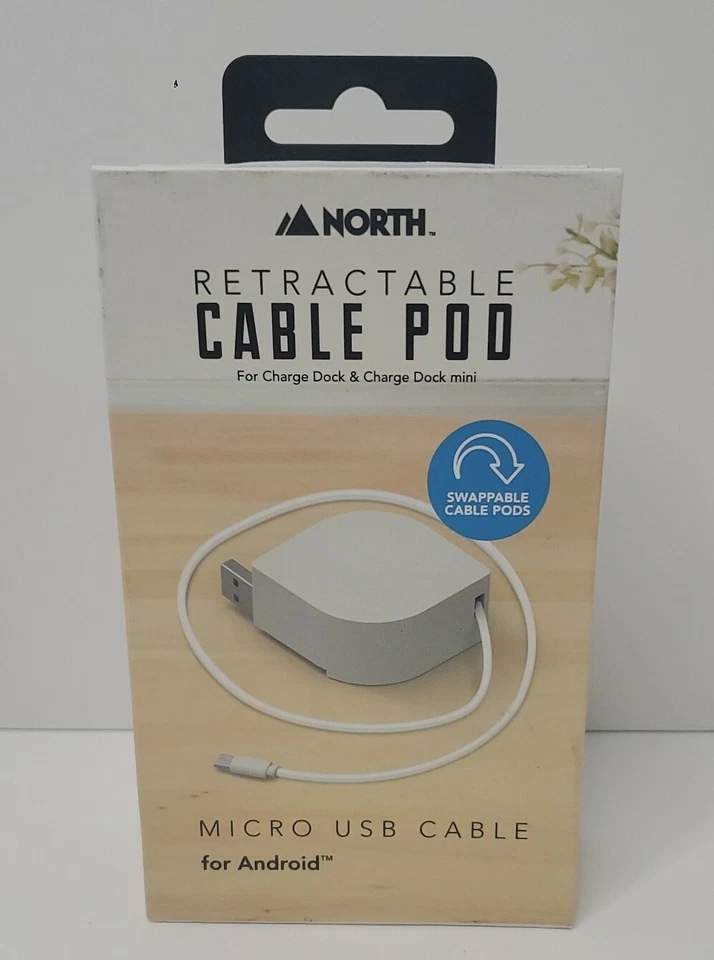 Retractable Cable Pod for charging dock Micro USB cable for Android NEW 2ft - Image 1 of 4