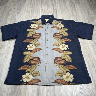 Joe Marlin Hawaiian Shirt Men Medium Navy Blue Floral Aloha Tropical Rayon Beach - Image 1 of 4