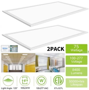 2x4 LED Flat Panel Light, 75Watt 8400LM LED Drop Ceiling Light fixture, Dimmable - Picture 1 of 38