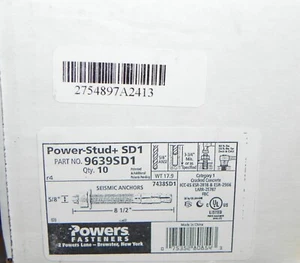 Power Stud + SD1 9639SD1 CONCRETE ANCHORS 10 Anchors. 5/8" x 8.5" - Picture 1 of 3