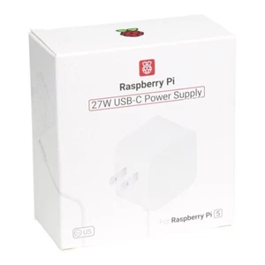 NEW Raspberry Pi 5 Official Power Adapter, USB-C 27W US Version - White (SC1153) - Picture 1 of 2