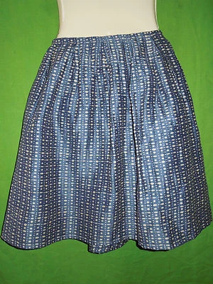 Martin+Osa Falda Talla 2 Lino Seda Plisada Hasta la Rodilla Azul Blanco Forrado Foto 1 de 4