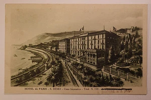 Cartolina Hotel De Paris San S. Remo Corso Imperatrice Postcard Viaggiata - Imagen 1 de 2