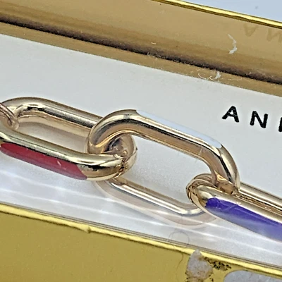 Браслет золотистый Anne Klein с разноцветными эмалированными акцентами в коробке - Изображение 1 из 4