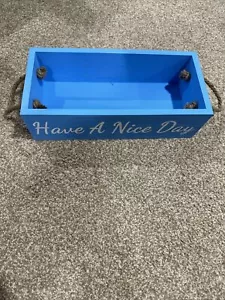 Vintage Decorative Box with Rope Handles, Country Rustic Style Wooden Crate - Picture 1 of 6