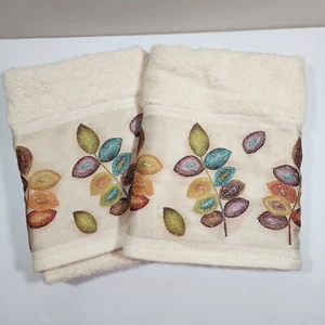 Crosscill Home Mosaic Leaves Bath Towels Set 2 Multicolor 100% Cotton - Picture 1 of 7