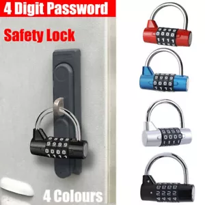 4 Digit Password Safety Lock Wide Shackle Combination Padlock New BB - Picture 1 of 16